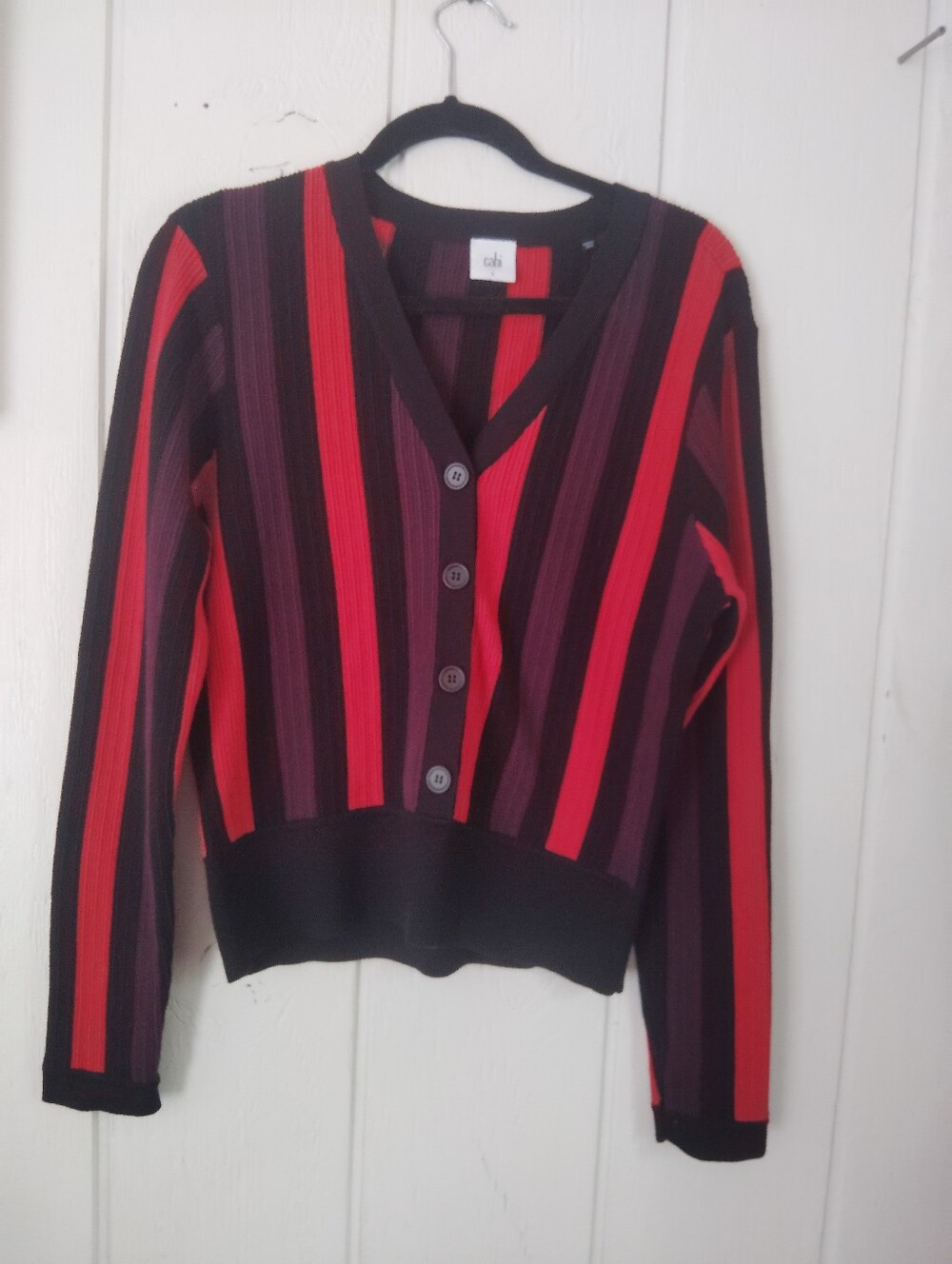 CAbi Royal Pullover Striped Sweater. Size L - Picture 2 of 7